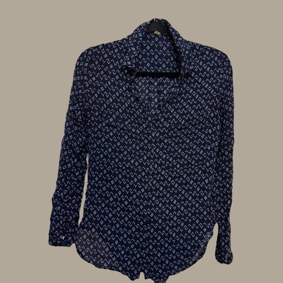 Cloth & Stone Anthropology Women’s Top Navy White Button Up Shirt Size XS - Picture 1 of 9